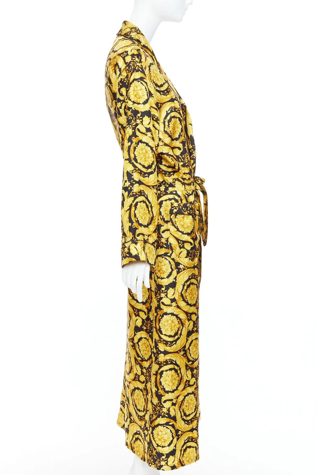 Versace Gold Black Robe Gold Silk Never worn, with tag - Model View