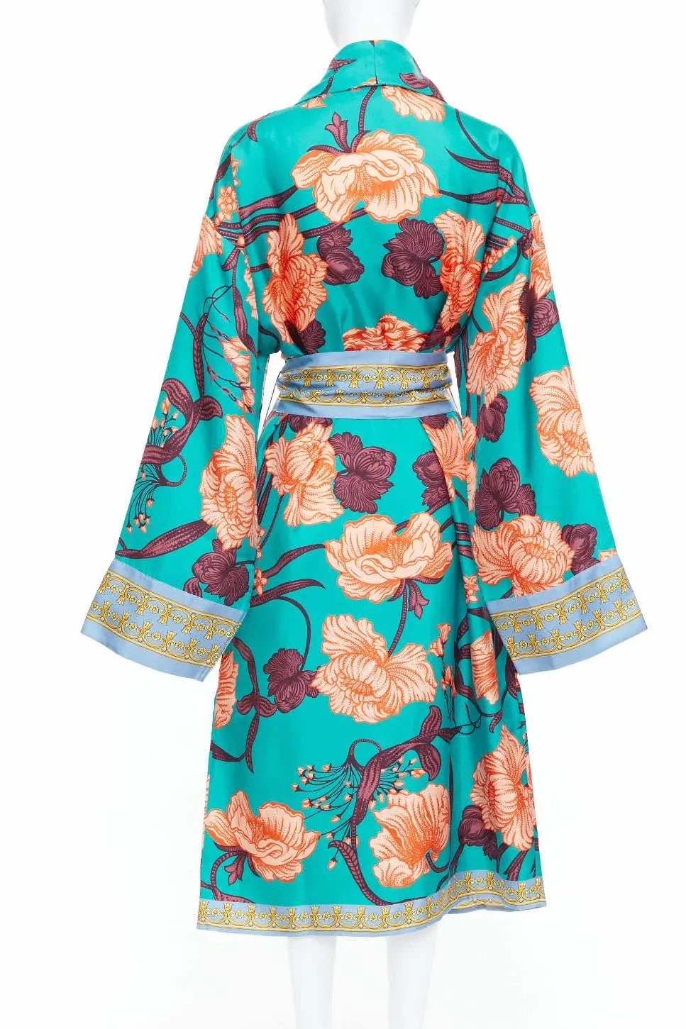 Versace Green Floral Robe Green Silk Never worn, with tag - Box View