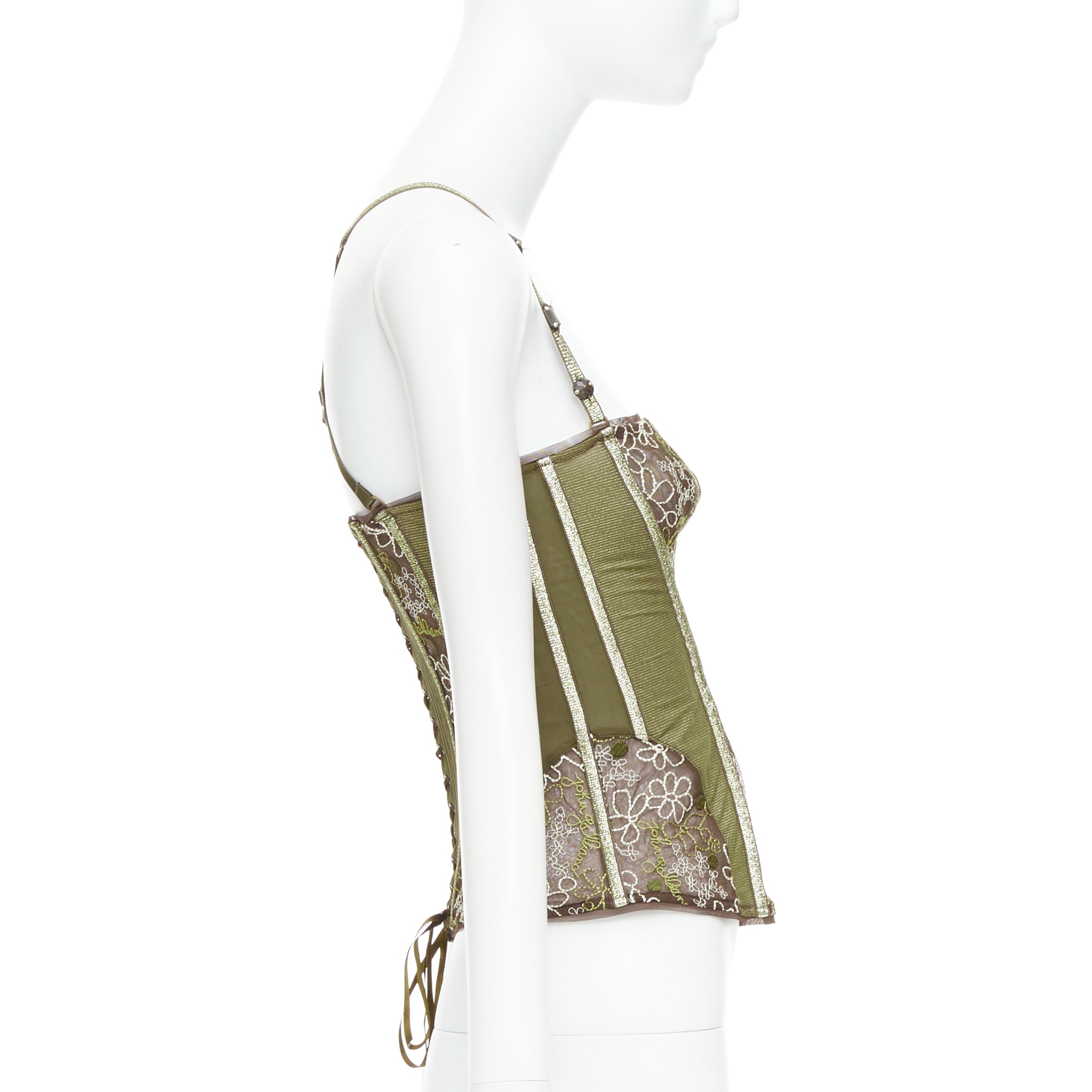 John Galliano Sheer Lace Bustier - 4