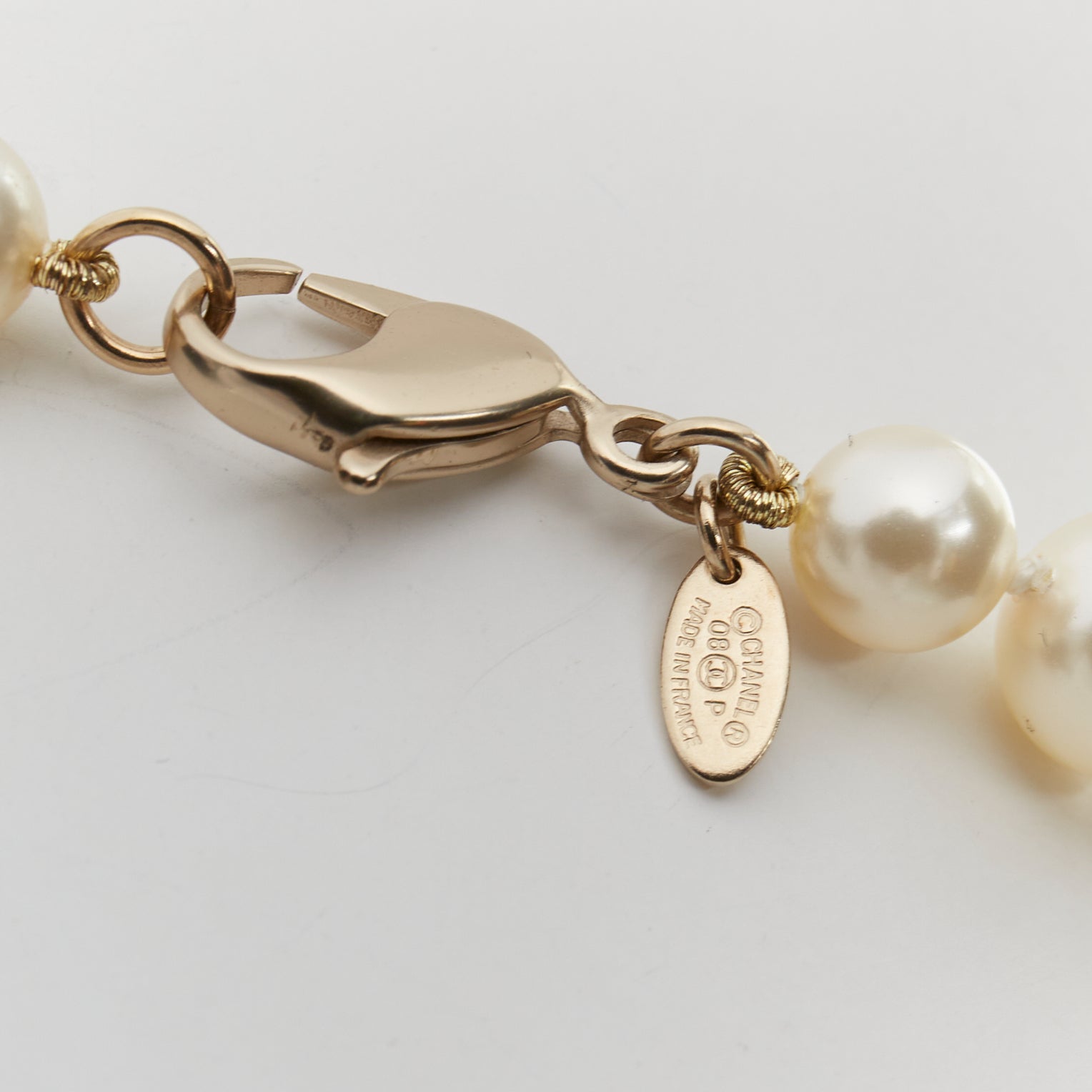 Chanel Camelia Pearl Necklace - Side view