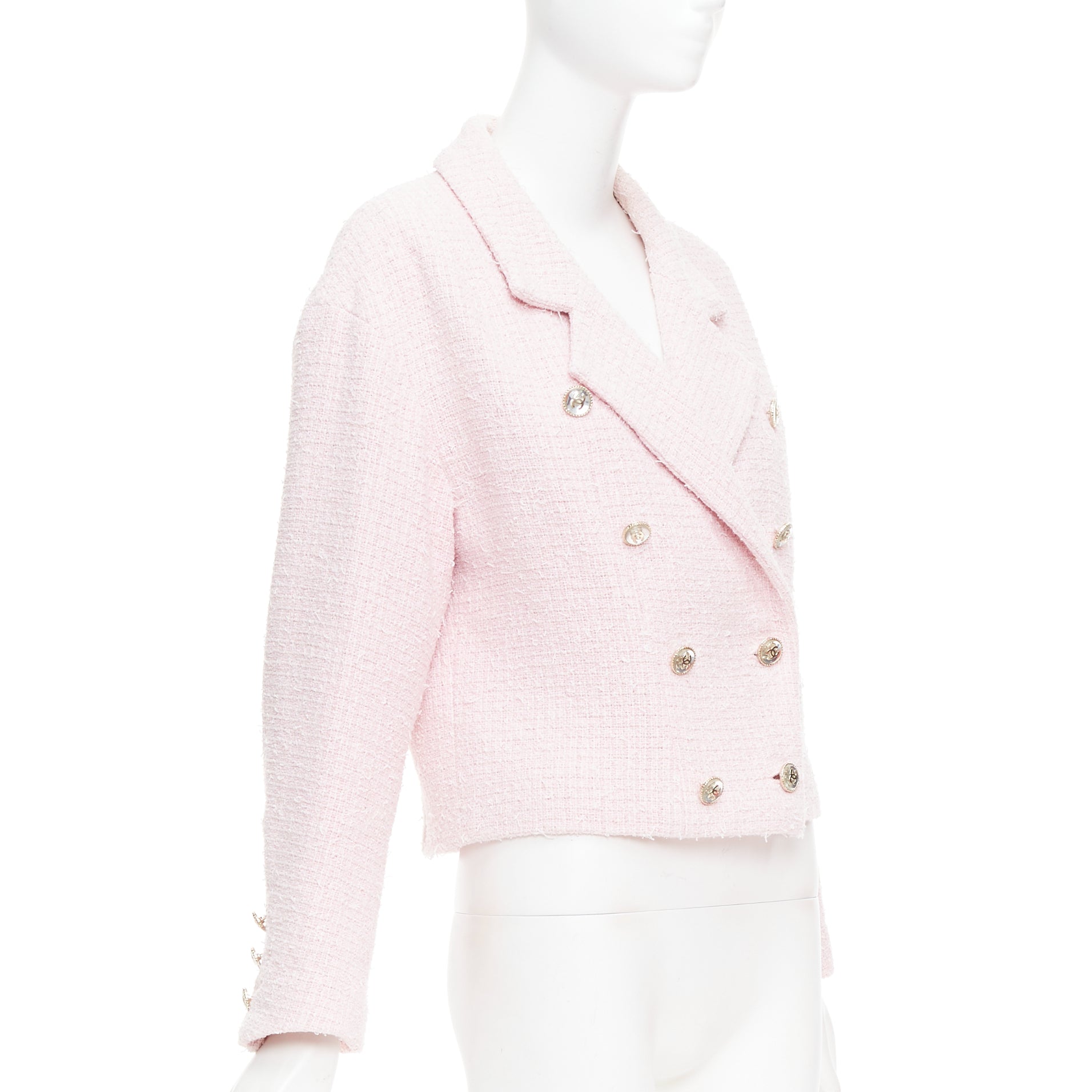 Chanel Pink Tweed Crop Jacket - 4