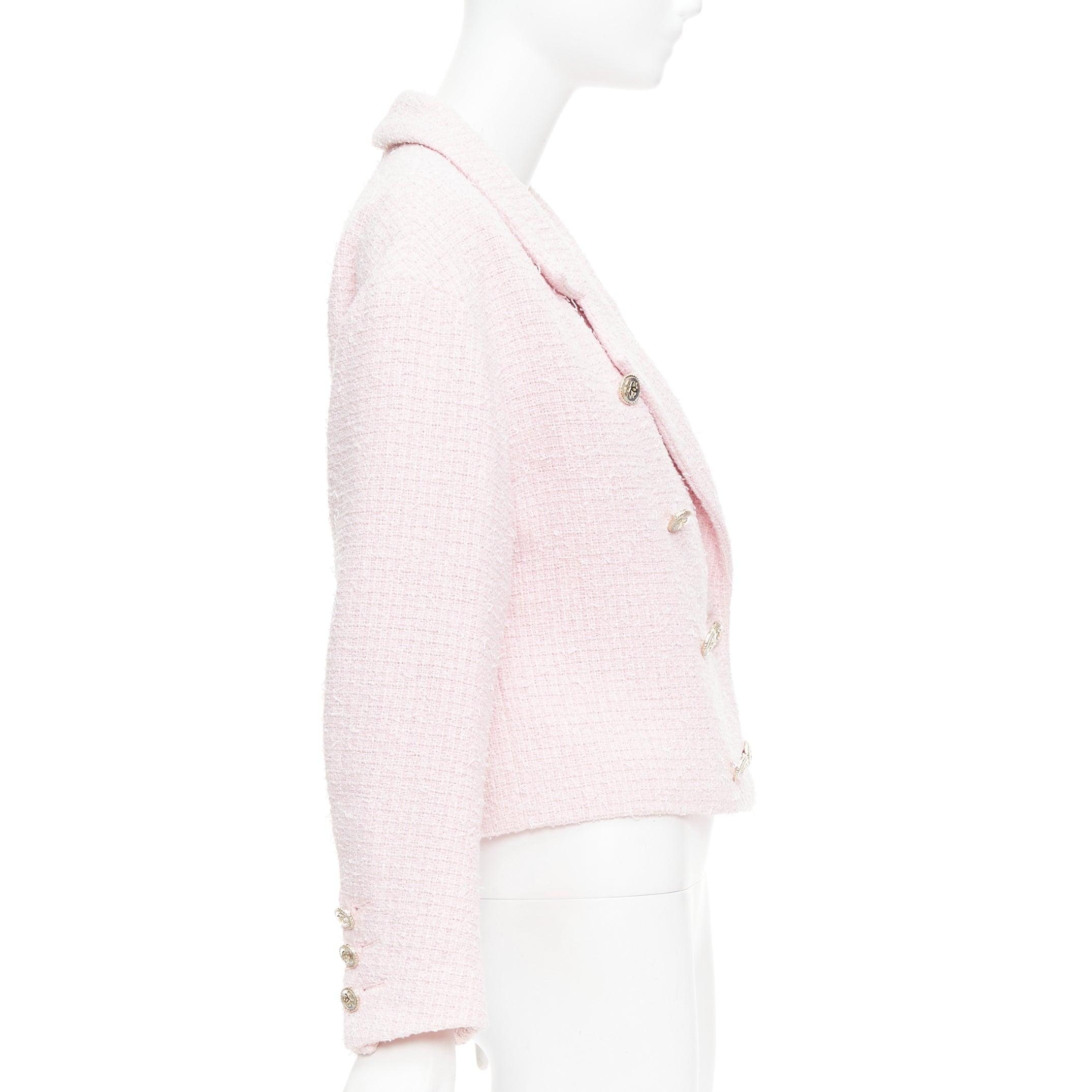 Chanel Pink Tweed Crop Jacket - Side view