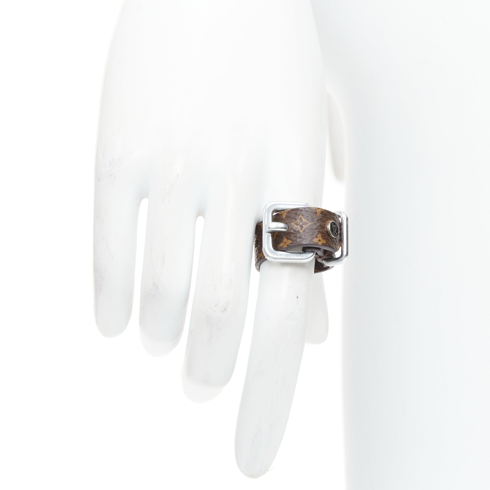 Louis Vuitton Brown Monogram Silver Ring