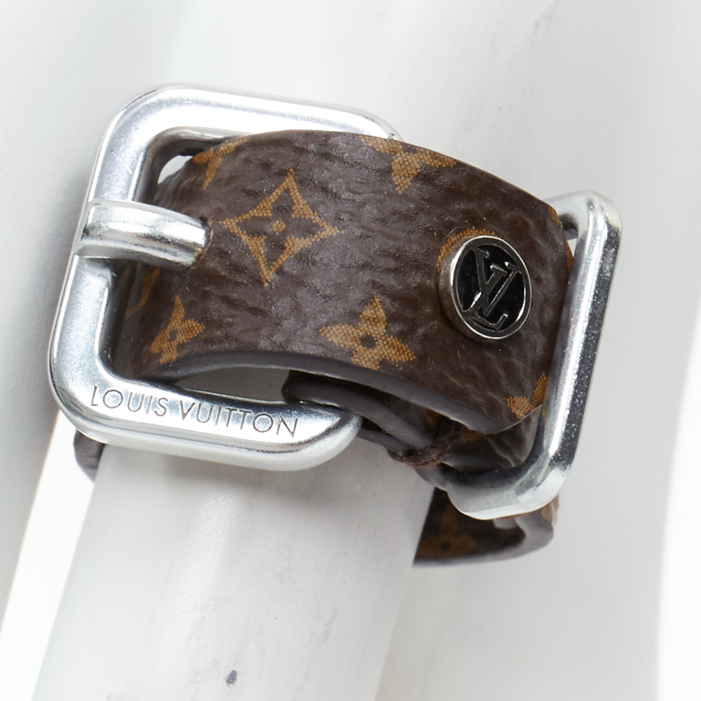 Louis Vuitton Brown Monogram Silver Ring - Back view