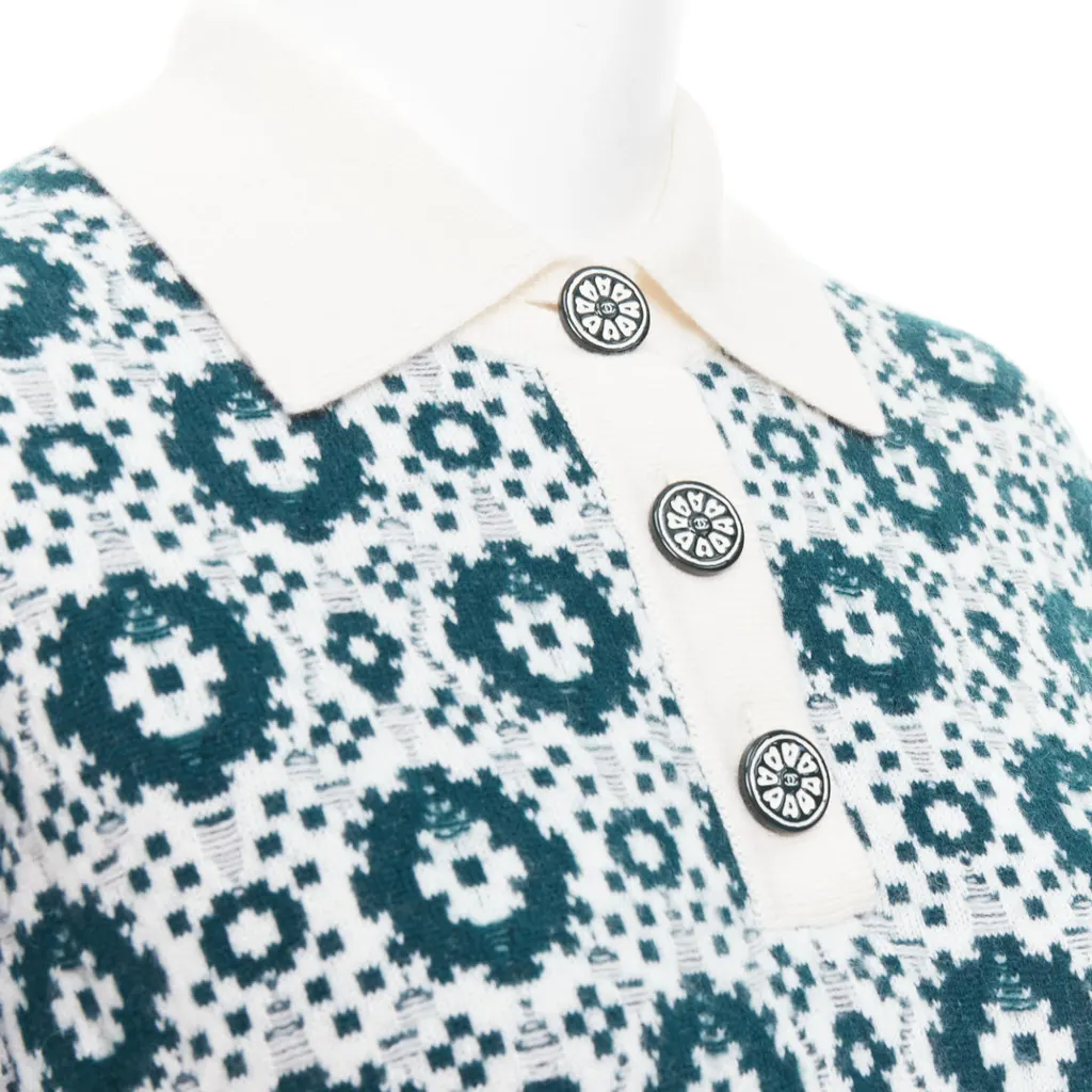 Chanel Mosaic Polo Dress Green Cashmere Very good - Back View