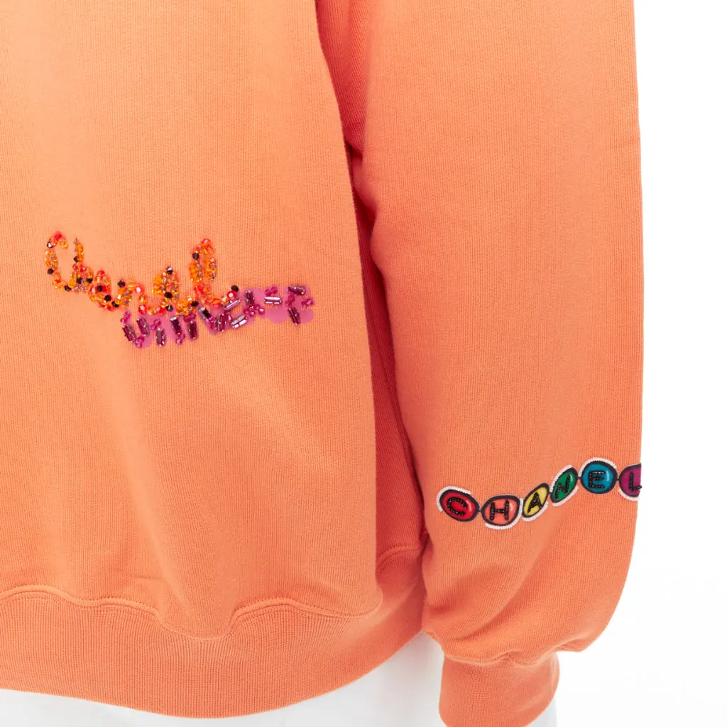 Chanel Crystal Embroidered Hoodie Orange Cotton Never worn, with tag - Back View