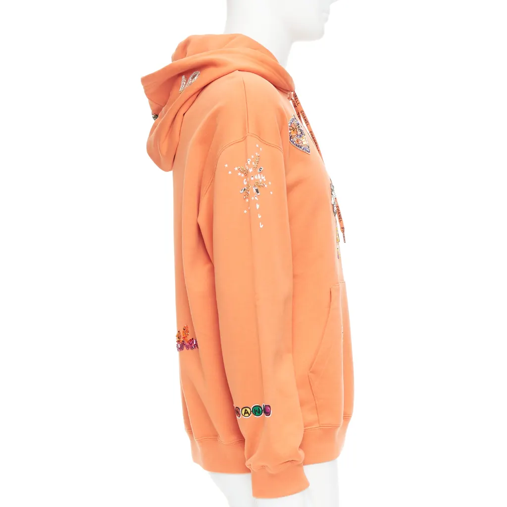 Chanel Crystal Embroidered Hoodie Orange Cotton Never worn, with tag - Model View