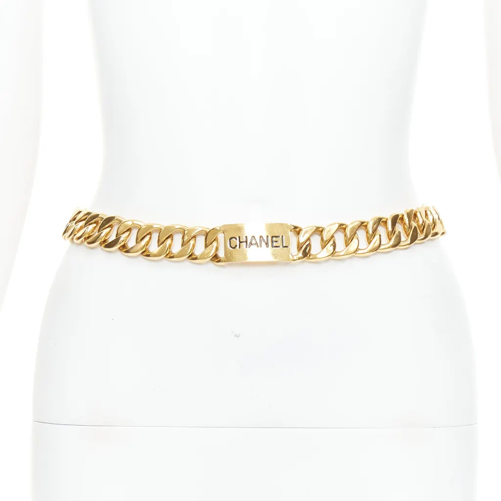Chanel Logo Grid Platform Boots Gold Metal Good - Front View
