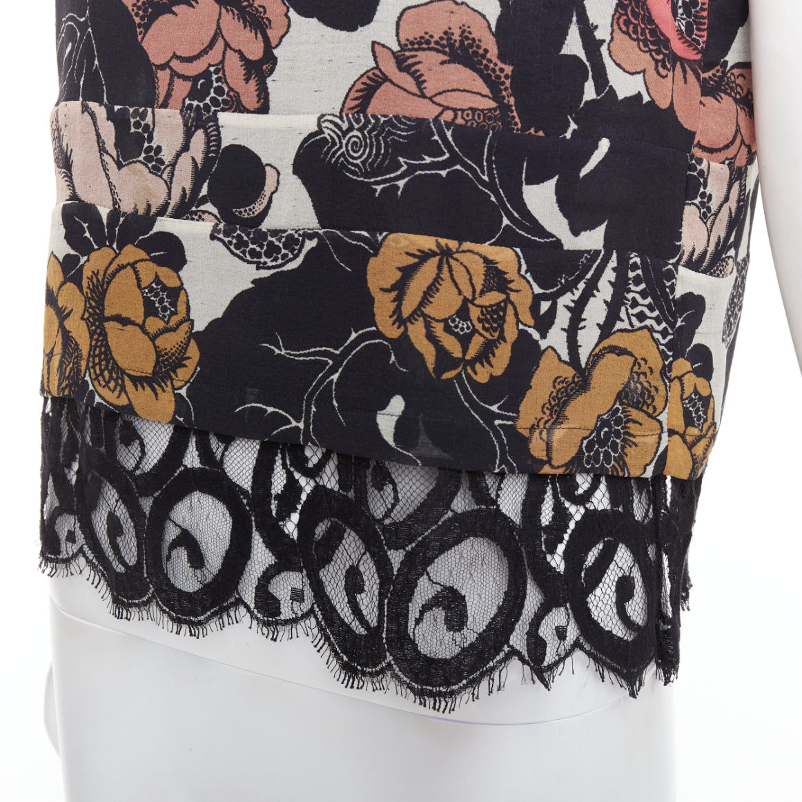 Dries Van Noten Floral Lace Hem Top - Back view