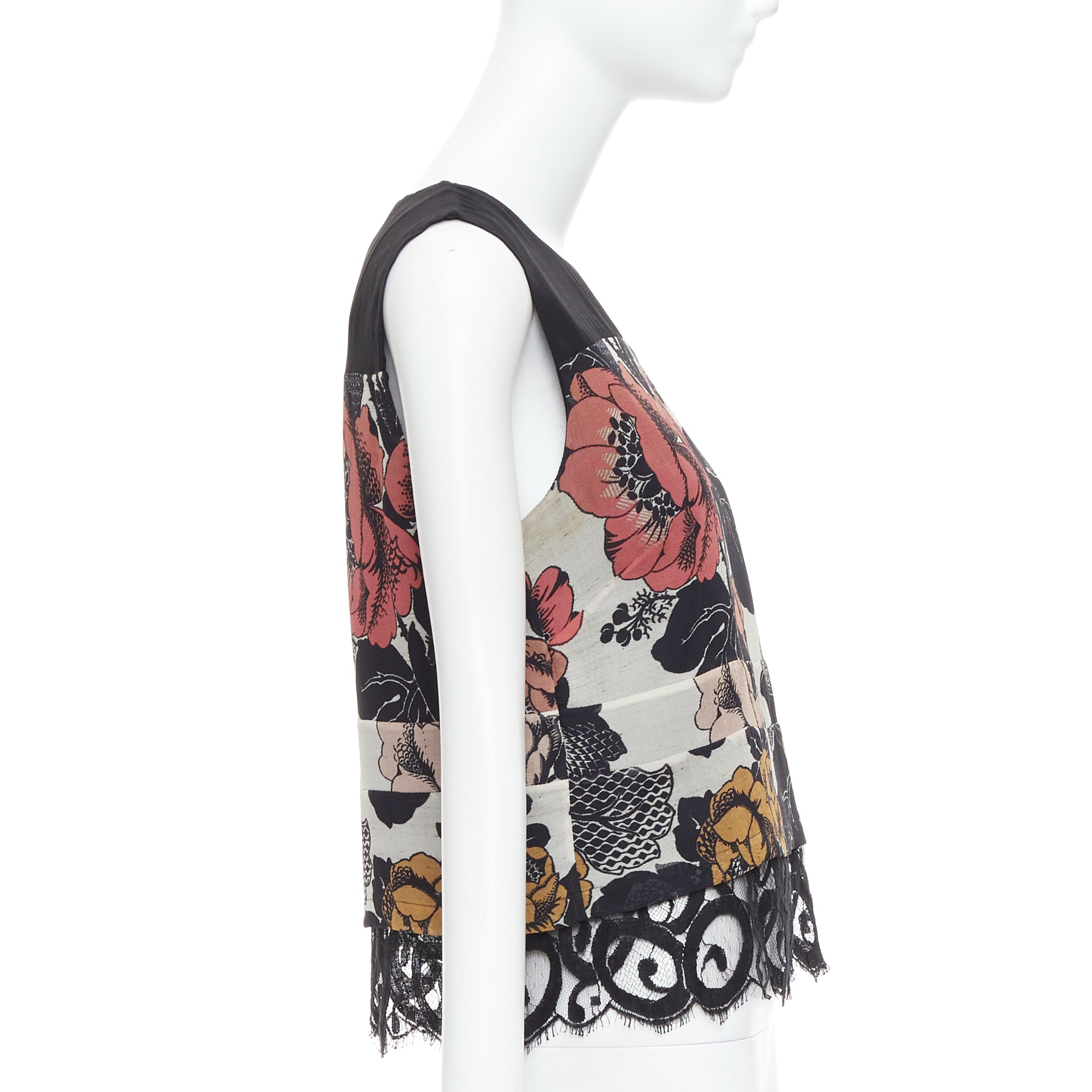 Dries Van Noten Floral Lace Hem Top - 4