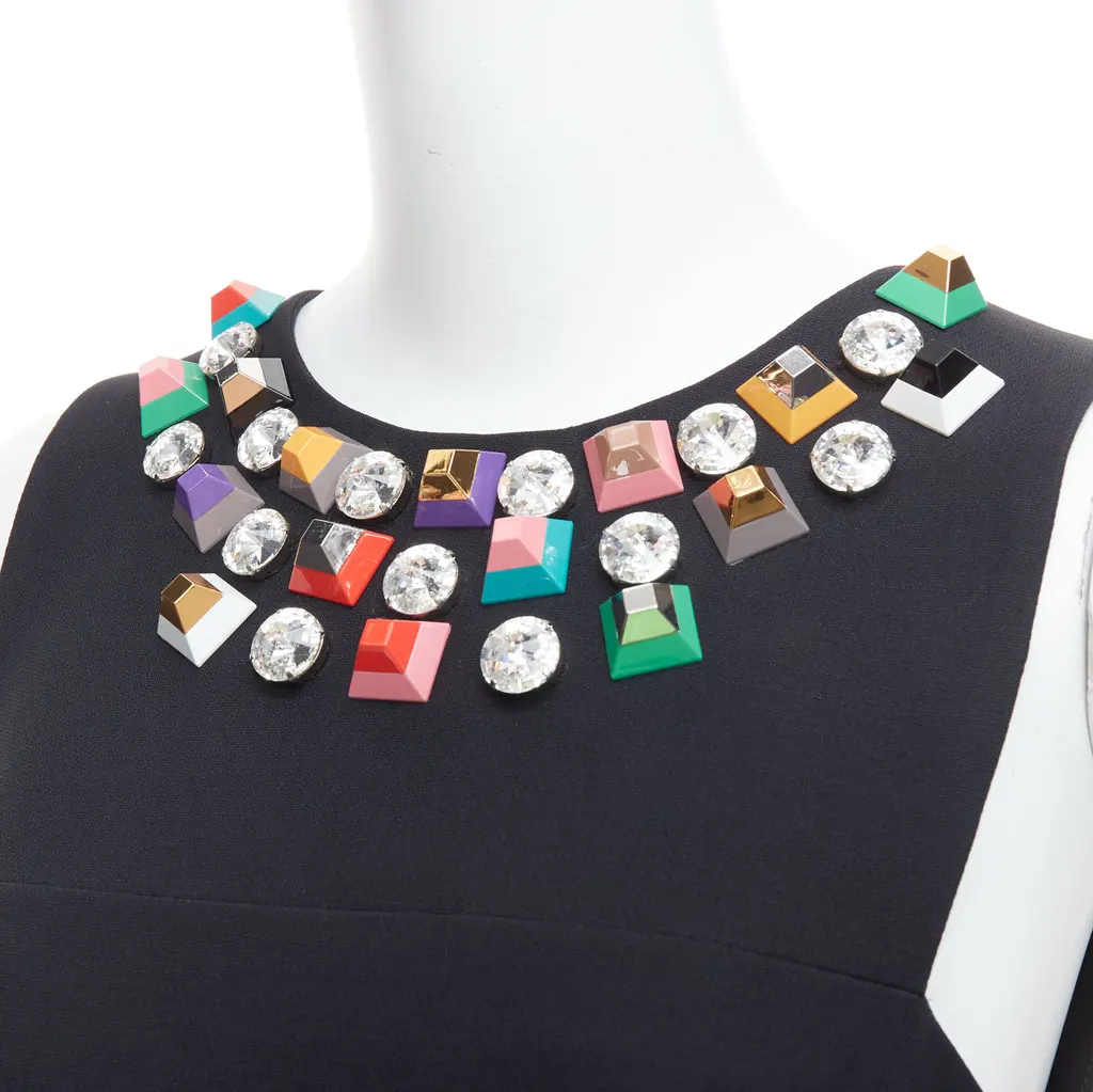 Fendi Studded Pocket Dress Black Wool Very good - Back View