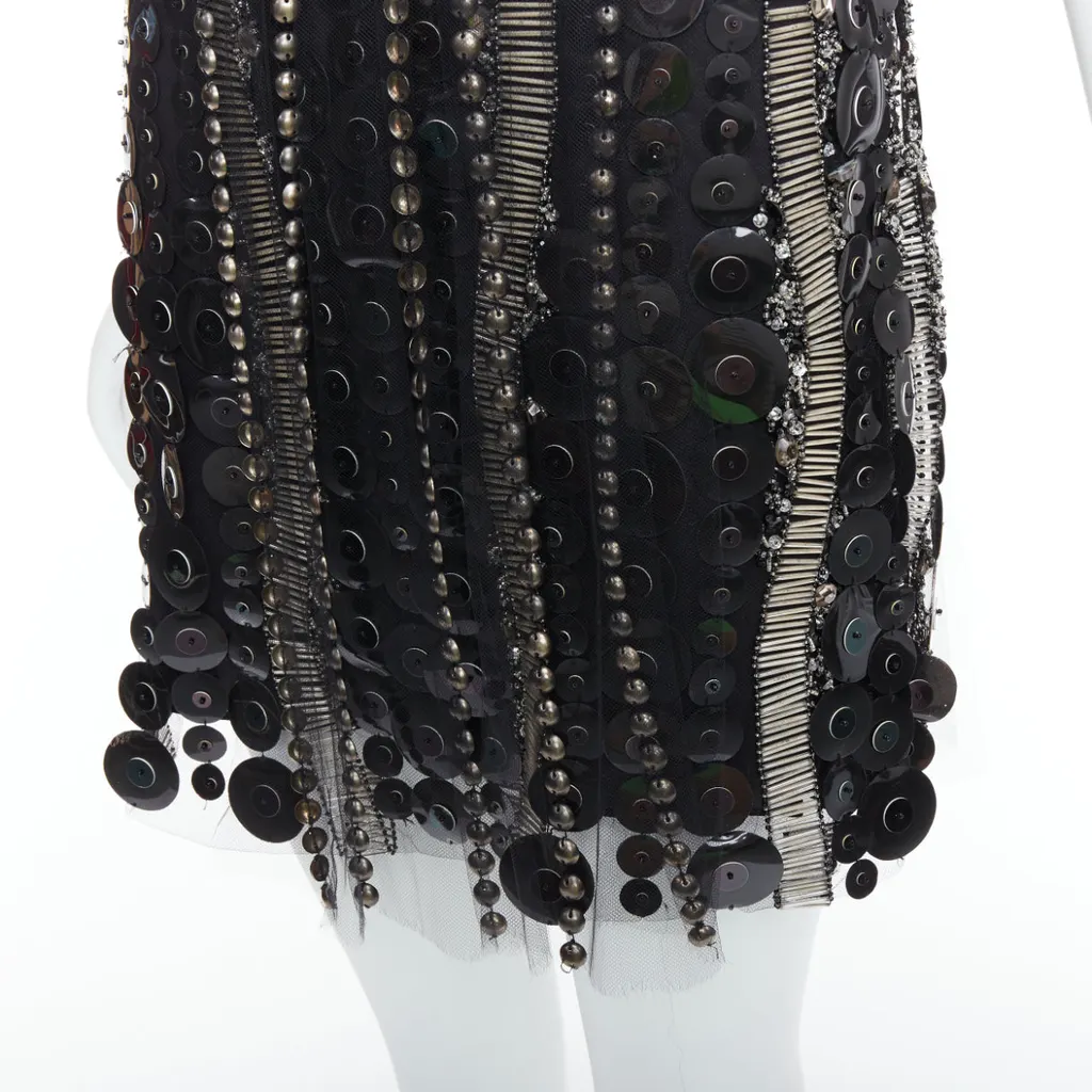 Collette Dinnigan Jewelled Party Dress Black Good - Back View