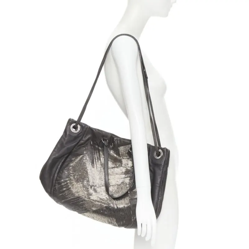 Valentino Bead Large Tote Bag Grey Leather Very good - Back View