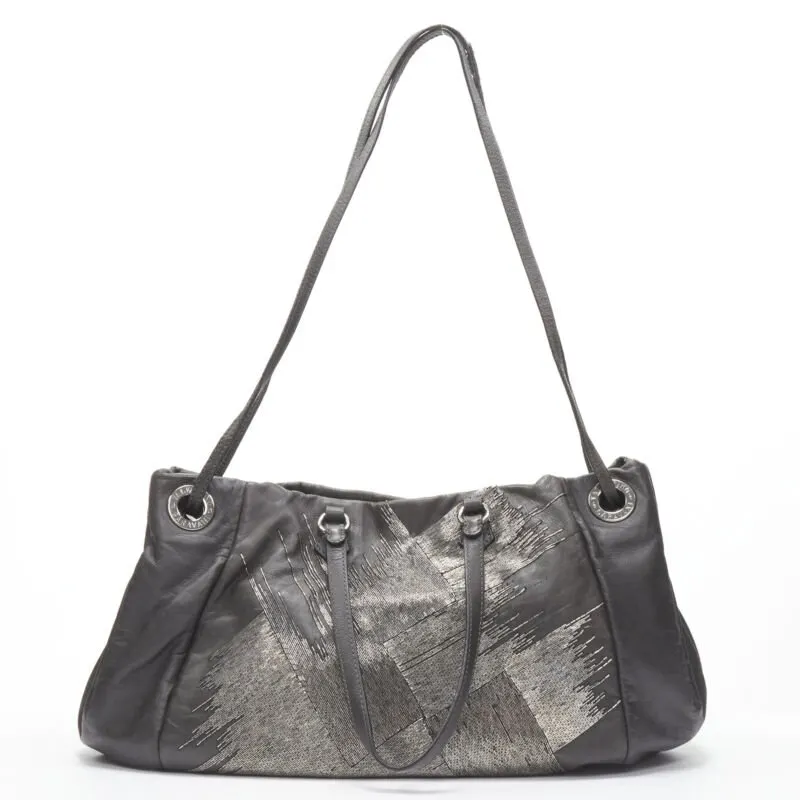 Valentino Bead Large Tote Bag Grey Leather Very good - Inside View