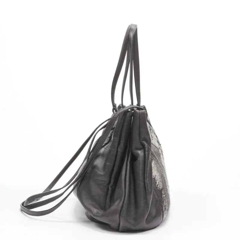 Valentino Bead Large Tote Bag Grey Leather Very good - Model View