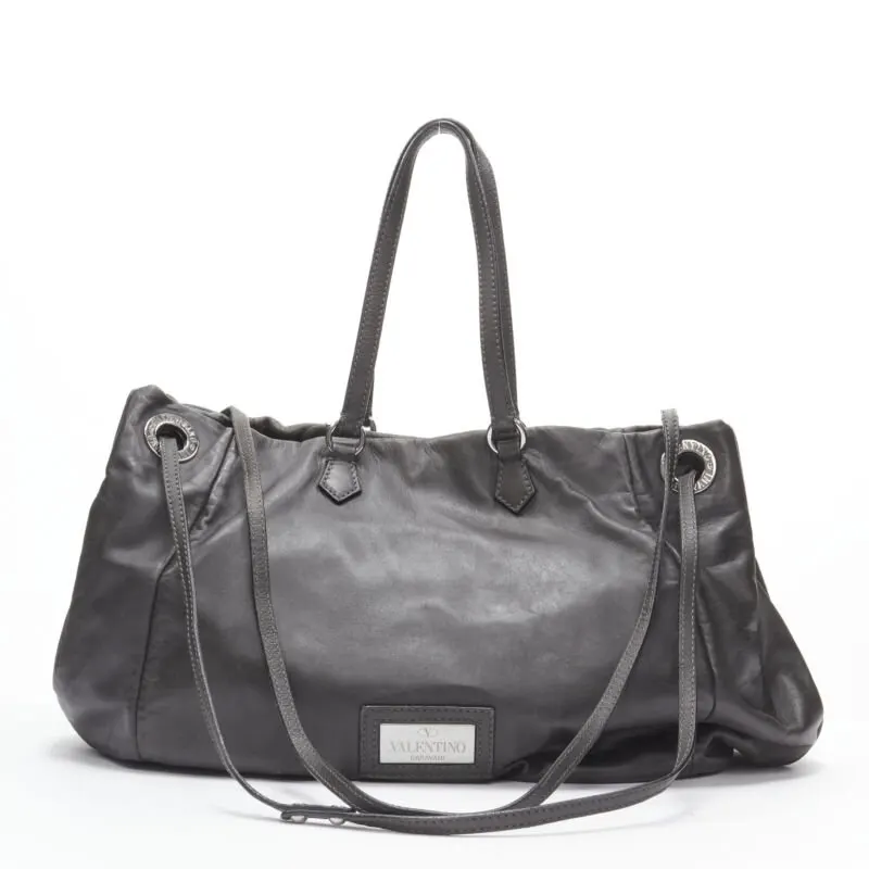 Valentino Bead Large Tote Bag Grey Leather Very good - Box View