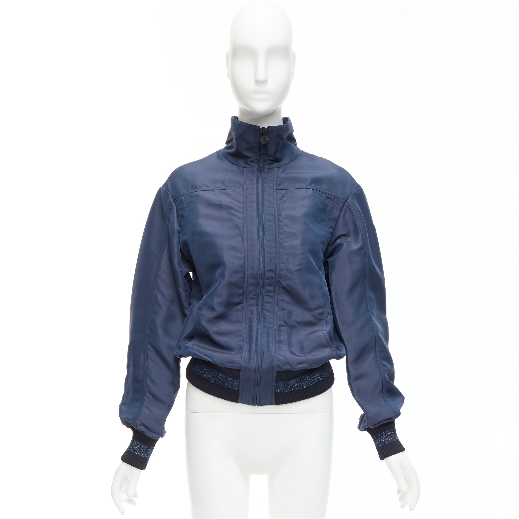 Chanel Navy Bomber Jacket - Image 12