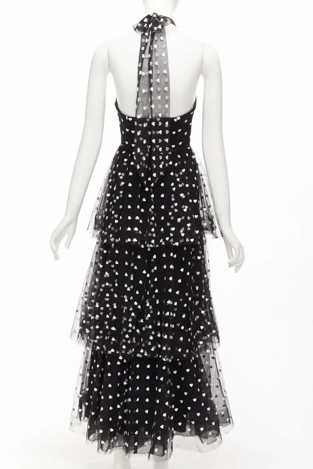 Marchesa Heart Tiered Gown Black Polyester Never worn - Box View