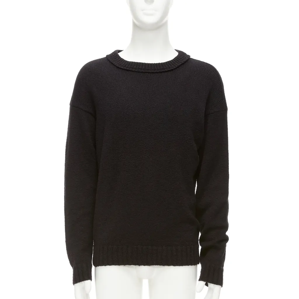 Loro Piana Logo Tab Knit Sweater Black Cotton Never worn - Front View