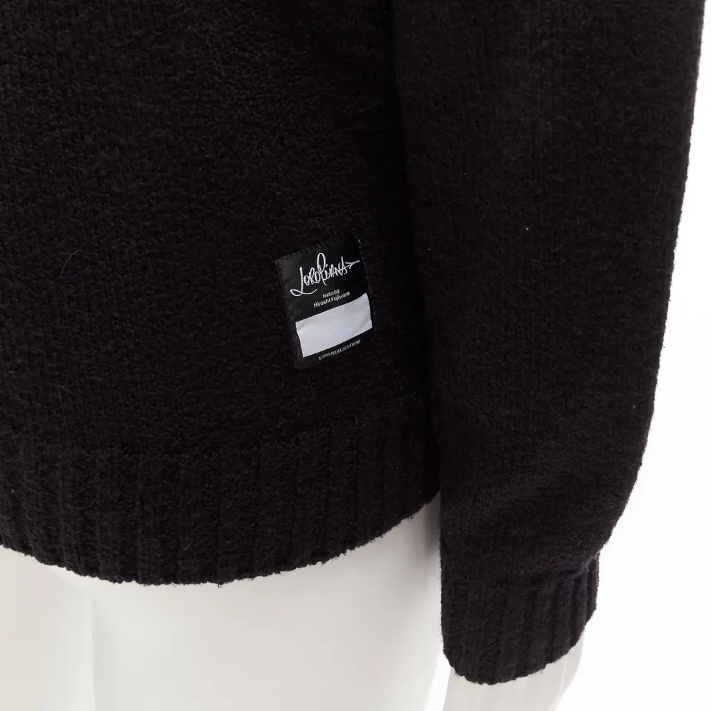 Loro Piana Logo Tab Knit Sweater Black Cotton Never worn - Back View