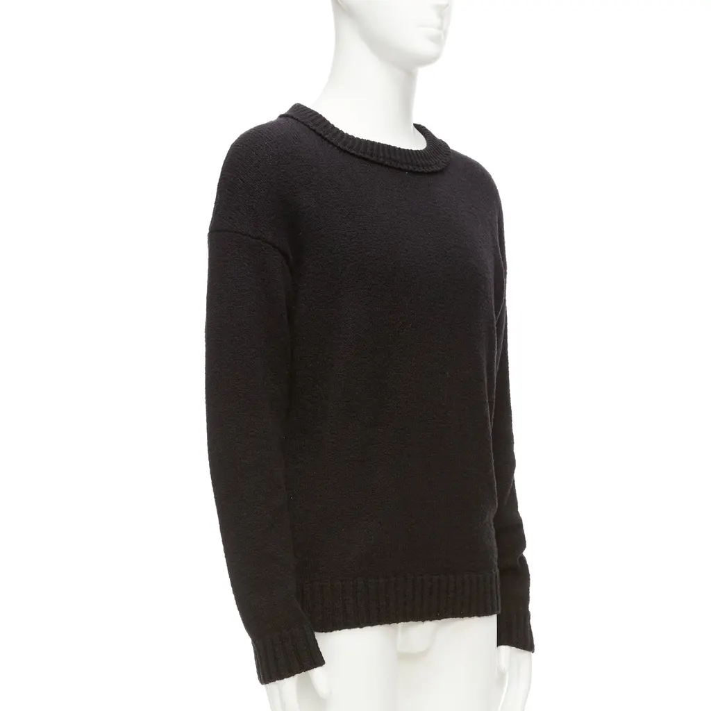 Loro Piana Logo Tab Knit Sweater Black Cotton Never worn - Inside View