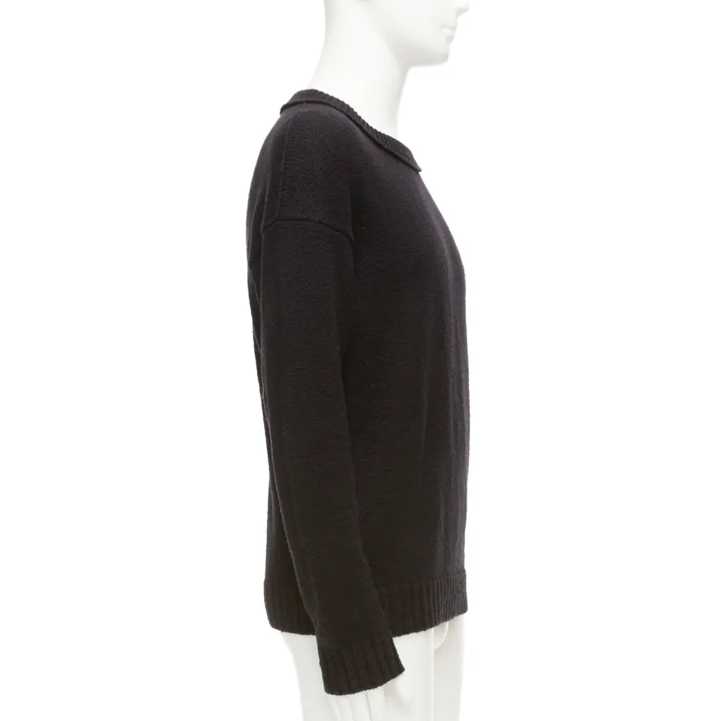 Loro Piana Logo Tab Knit Sweater Black Cotton Never worn - Model View