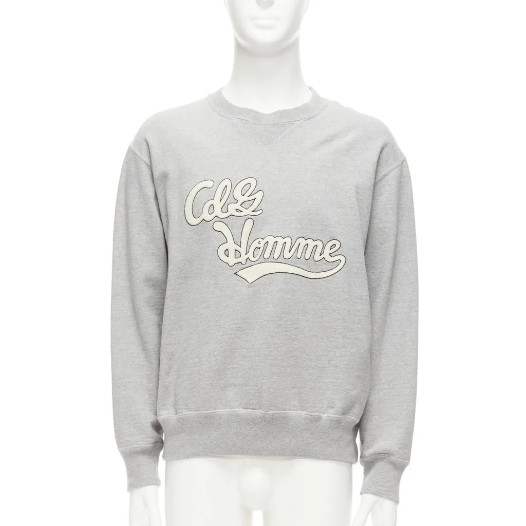 Comme Des Garcons Logo Varsity Sweatshirt Grey Cotton Never worn - Front View