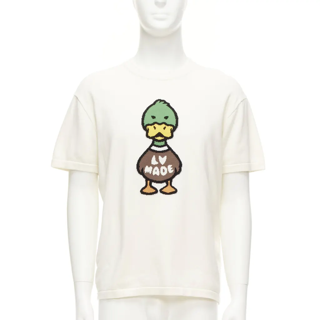 Louis Vuitton Duck Intarsia Top Ecru Cotton Very good - Front View