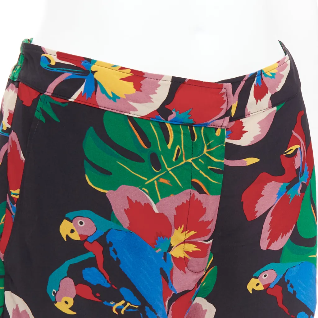 Valentino Parrot Floral Shorts Red Silk Very good - Back View
