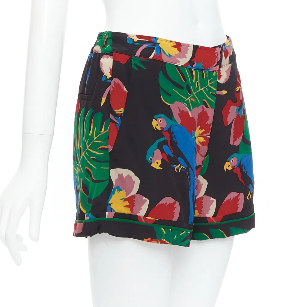Valentino Parrot Floral Shorts Red Silk Very good - Inside View