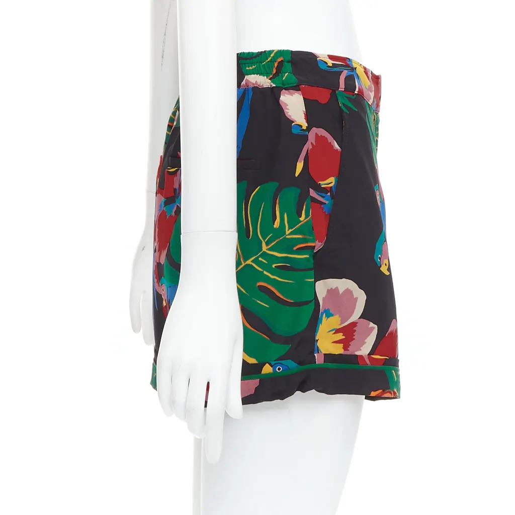 Valentino Parrot Floral Shorts Red Silk Very good - Model View