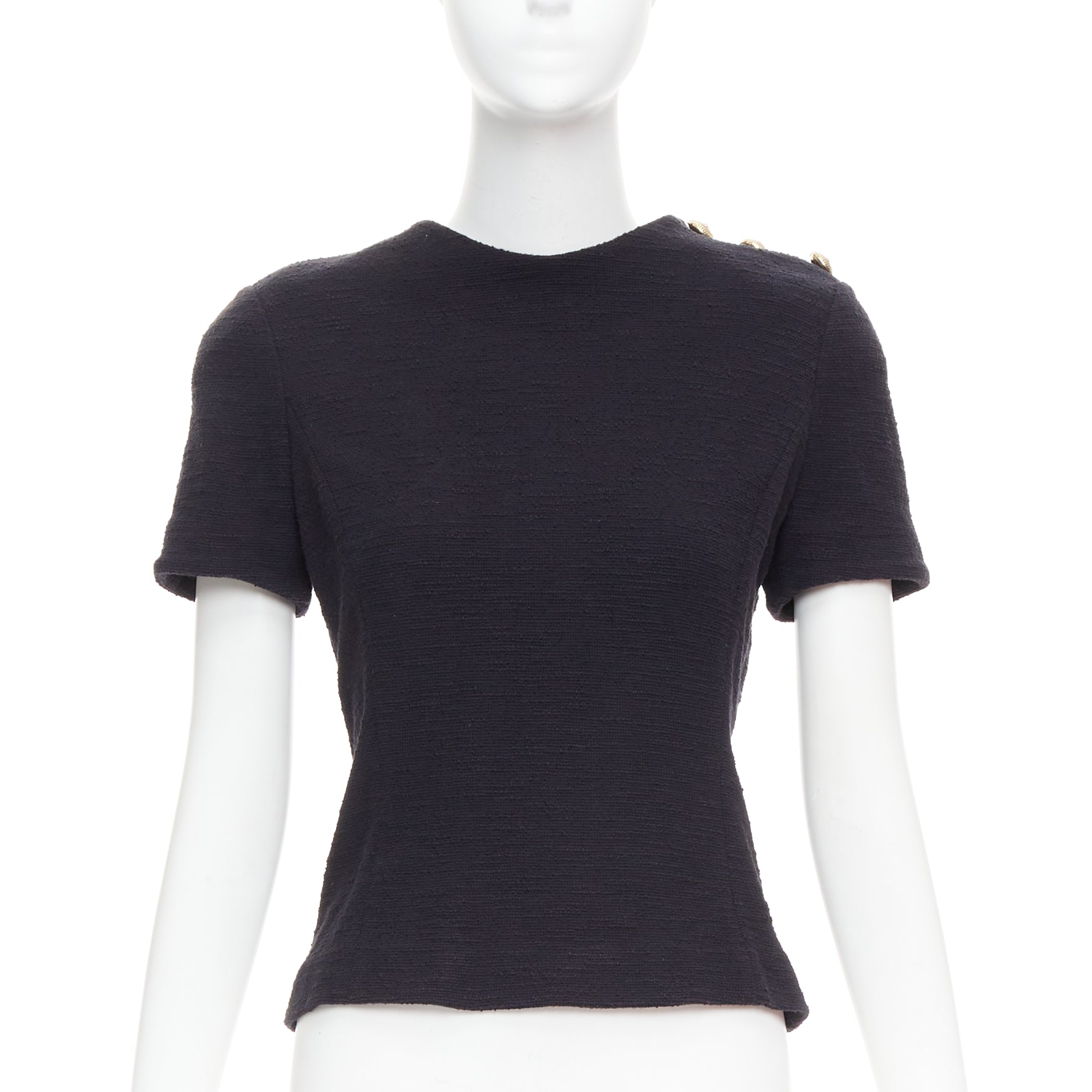 Balmain Tweed Gold Zip Top