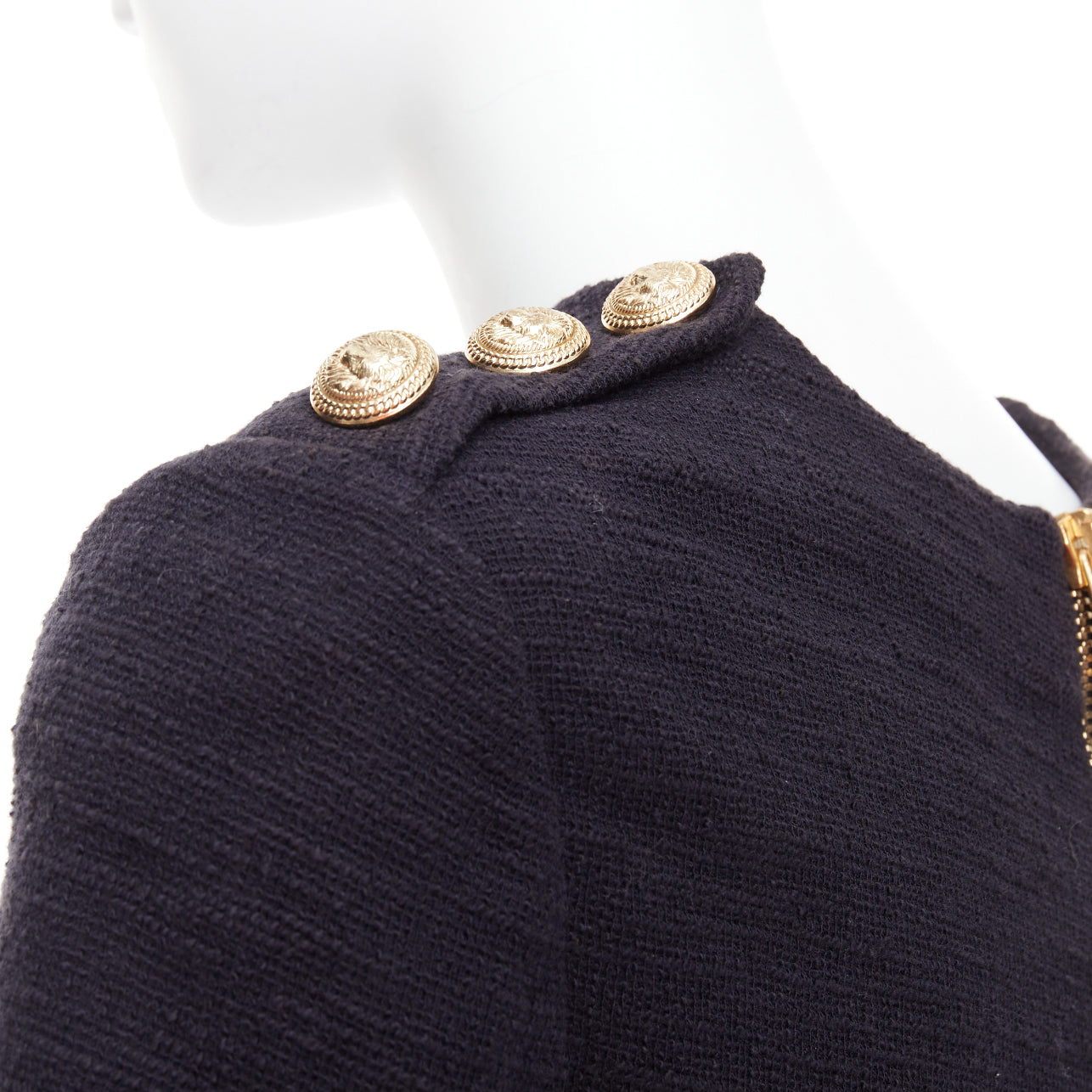 Balmain Tweed Gold Zip Top - Back view