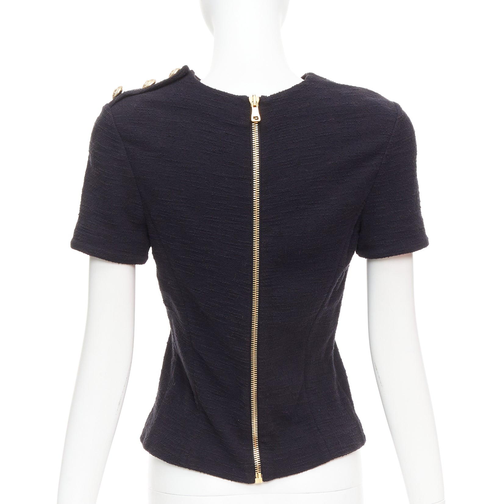 Balmain Tweed Gold Zip Top - Side view