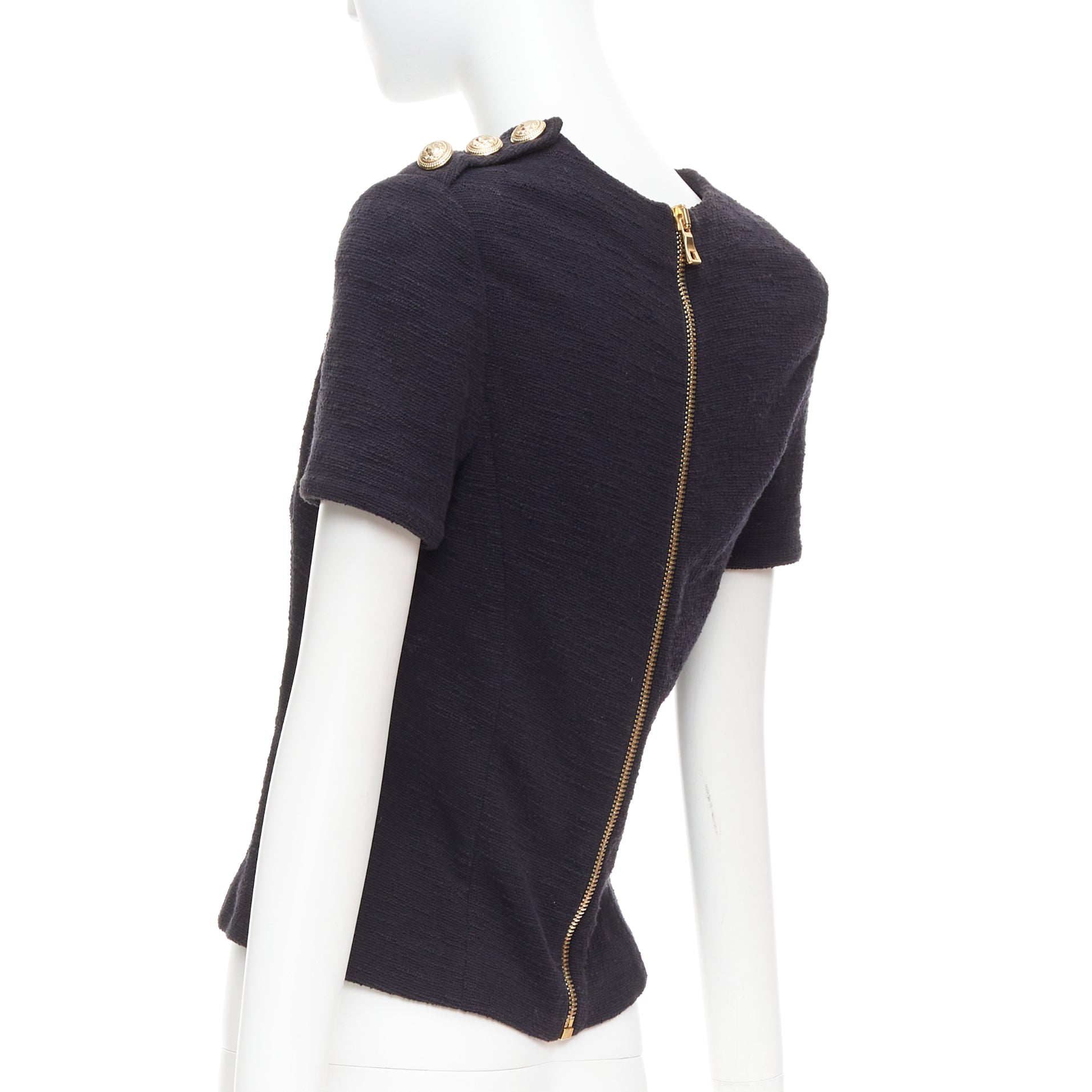 Balmain Tweed Gold Zip Top - Detail 1