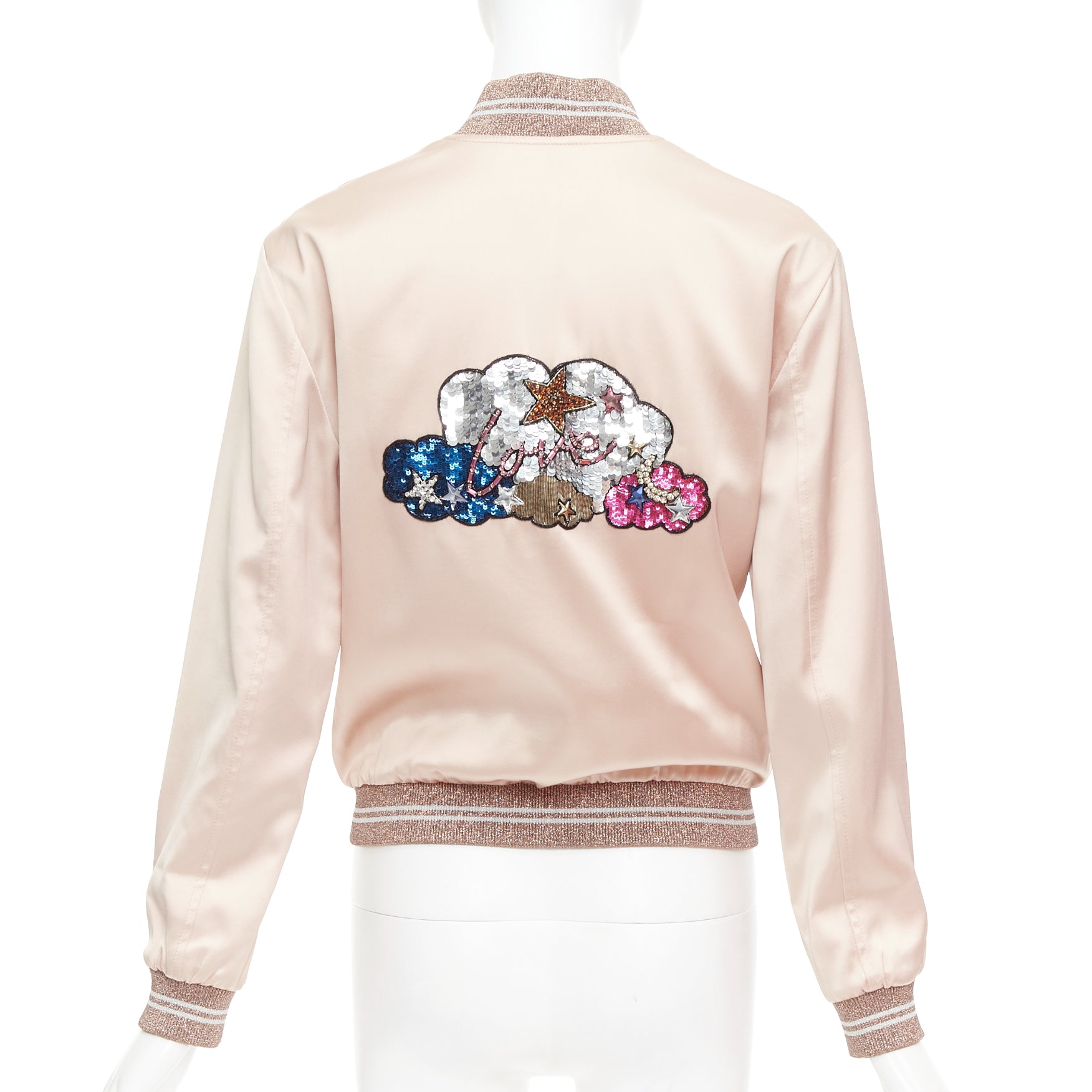 Saint Laurent Satin Sequin Love Bomber