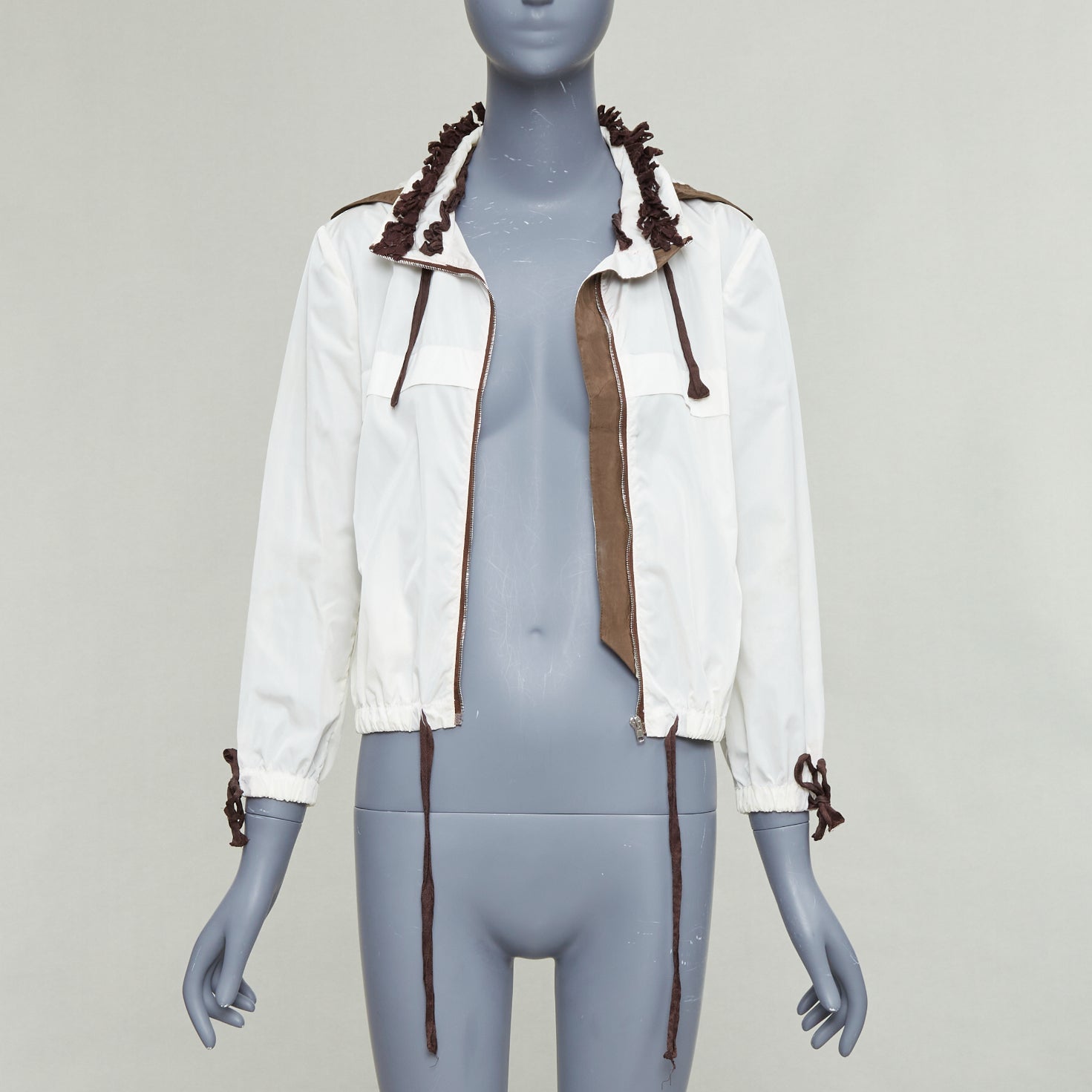 Miu Miu Brown Ruffle Windbreaker - Image 6