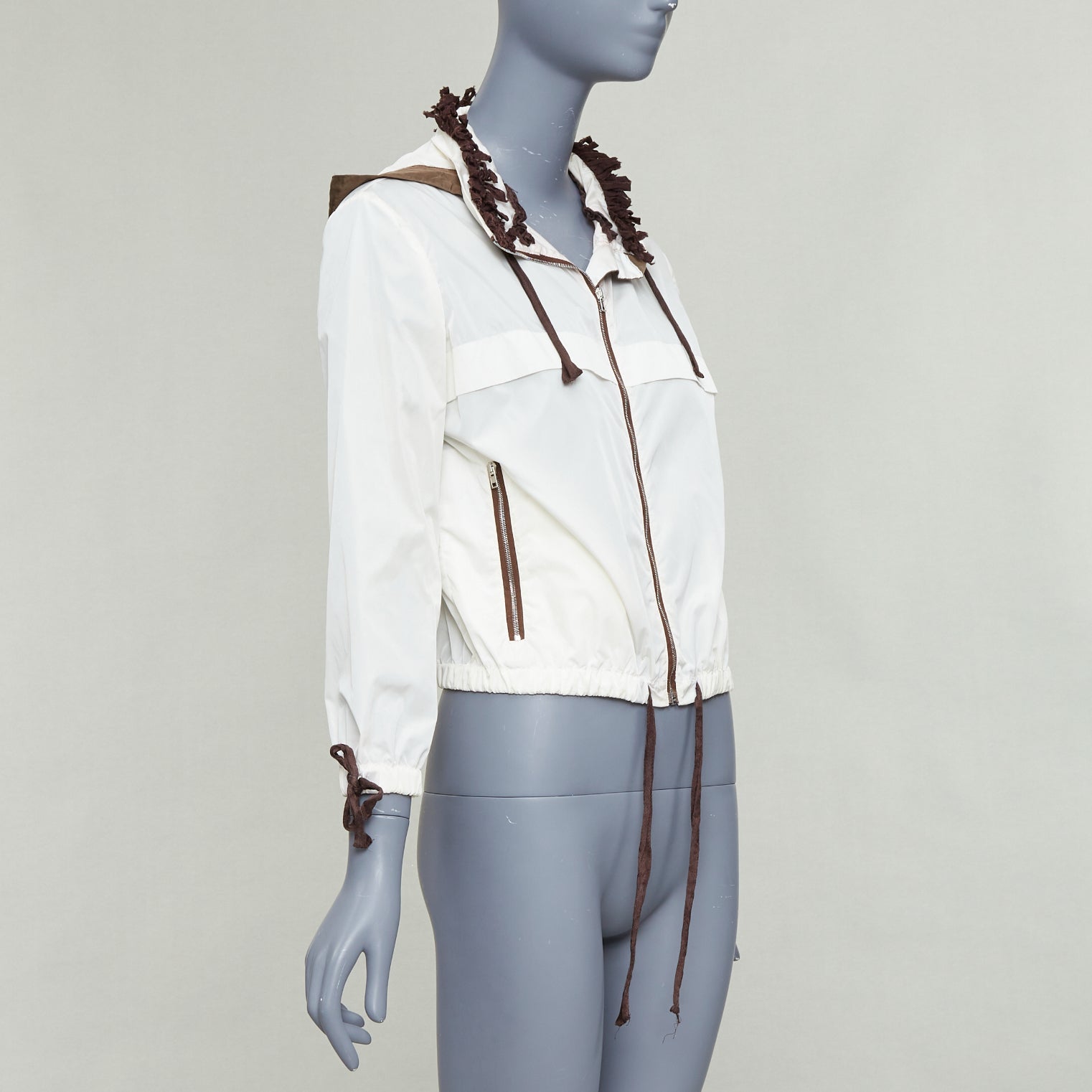 Miu Miu Brown Ruffle Windbreaker - 4