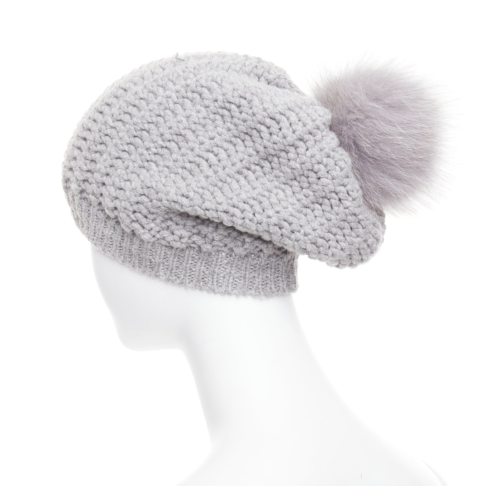 Moncler Fur Pom Knit Beanie - Detail 1