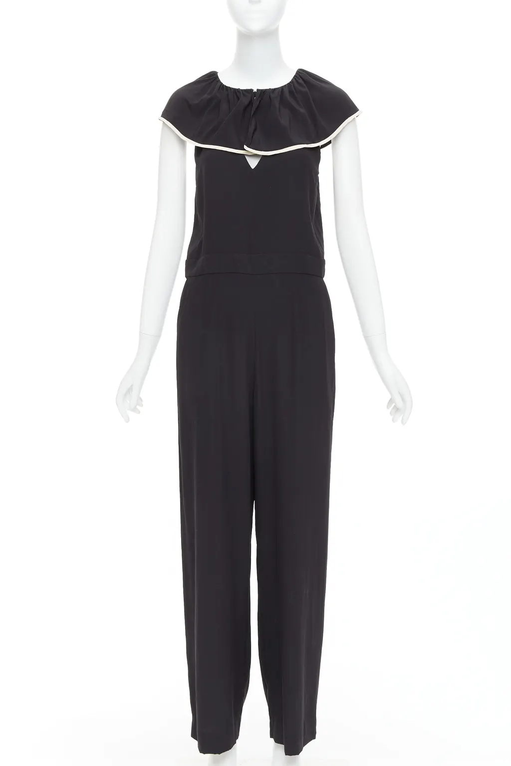 Chloé Silk Ruffle Jumpsuit Black Silk Very good - Front View