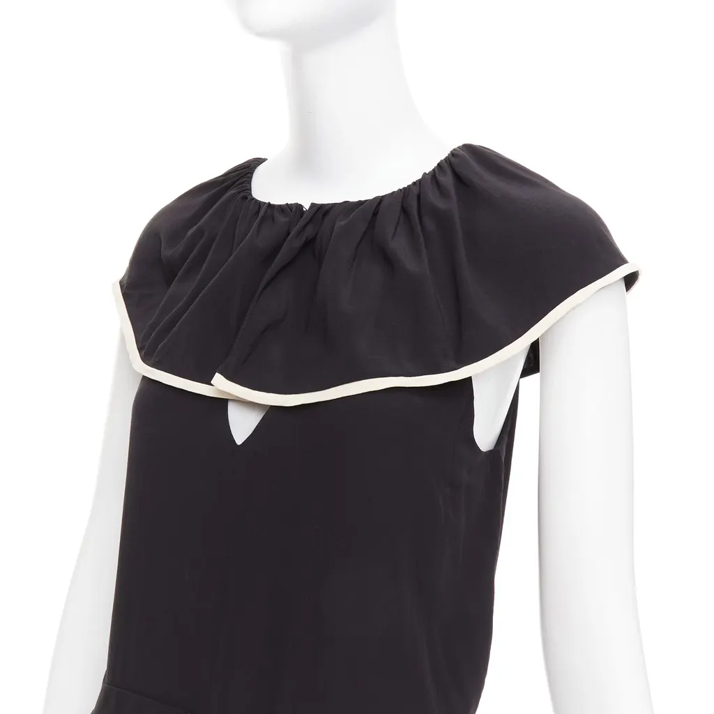 Chloé Silk Ruffle Jumpsuit Black Silk Very good - Back View
