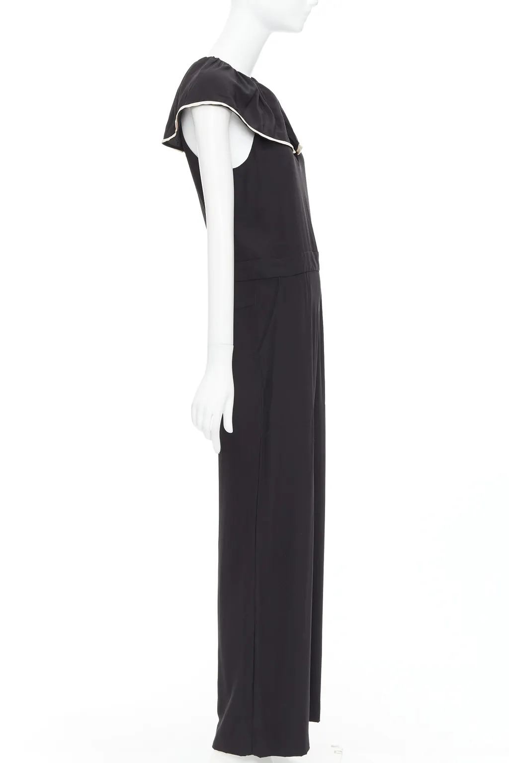 Chloé Silk Ruffle Jumpsuit Black Silk Very good - Model View