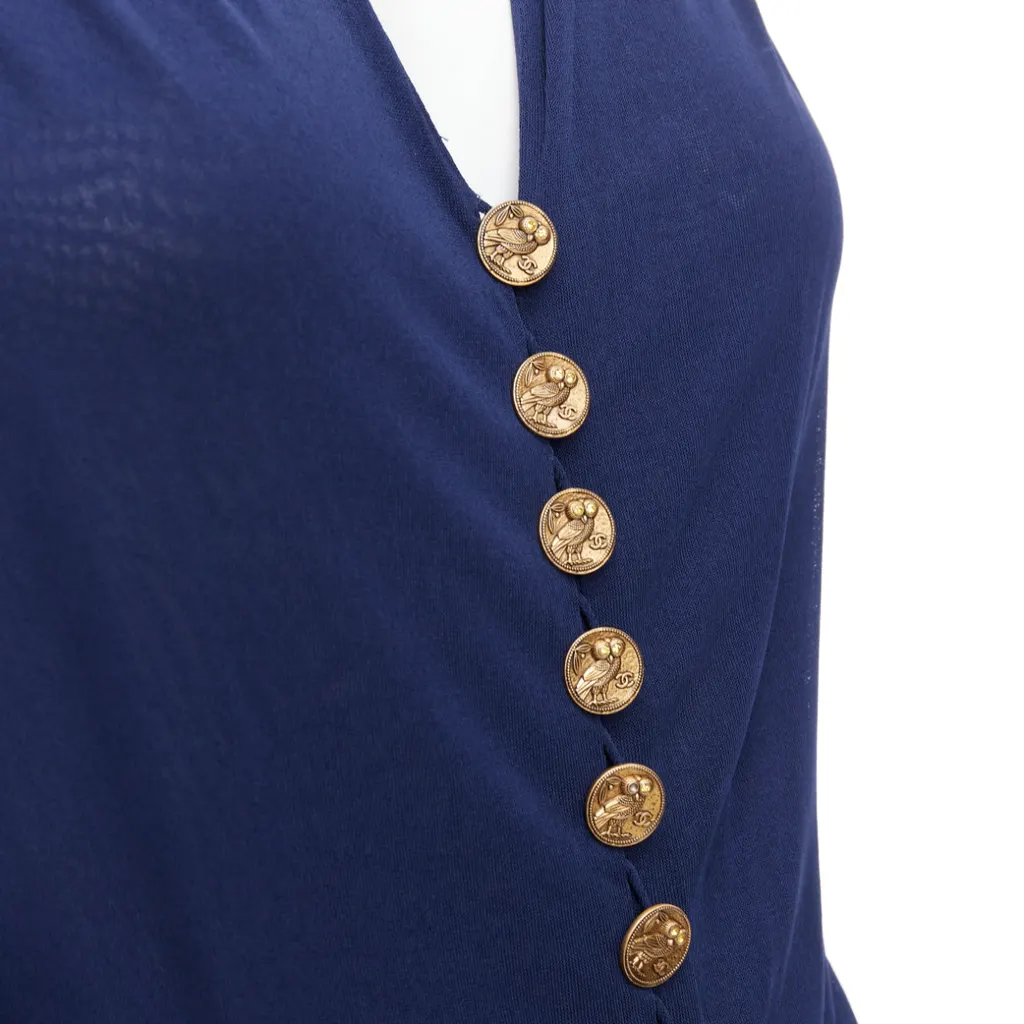 Chanel Owl Logo Dress Navy Viscose Good - Back View