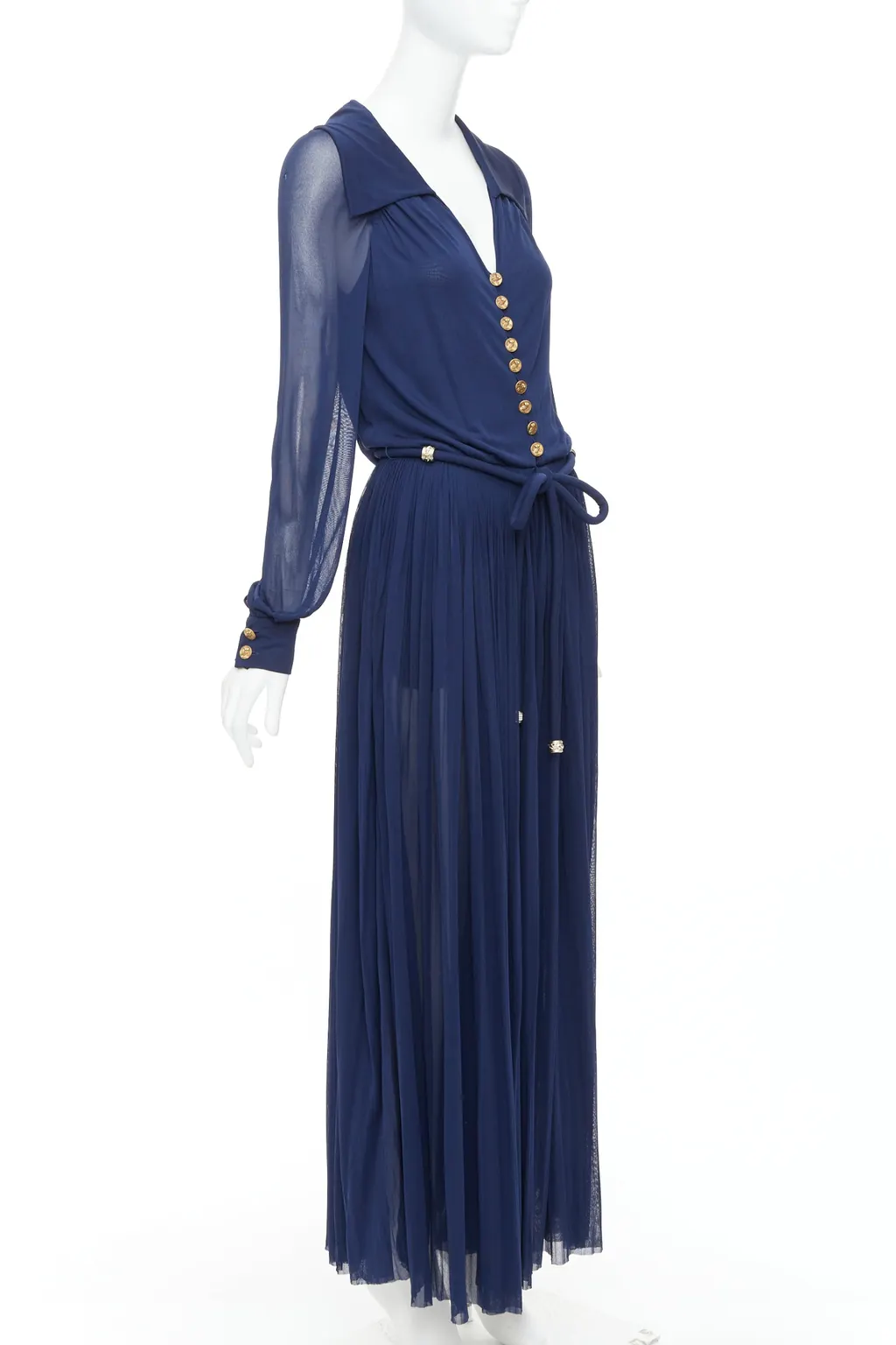 Chanel Owl Logo Dress Navy Viscose Good - Inside View