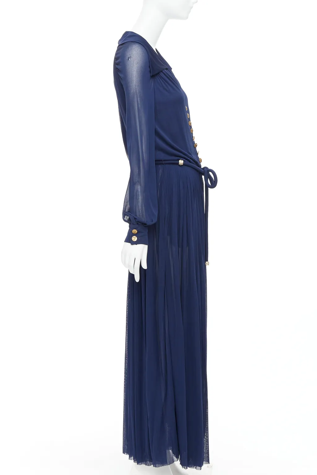 Chanel Owl Logo Dress Navy Viscose Good - Model View