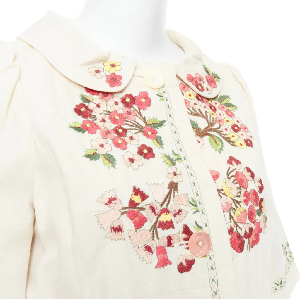 Kenzo Floral Coat Dress Beige Cotton Good - Back View