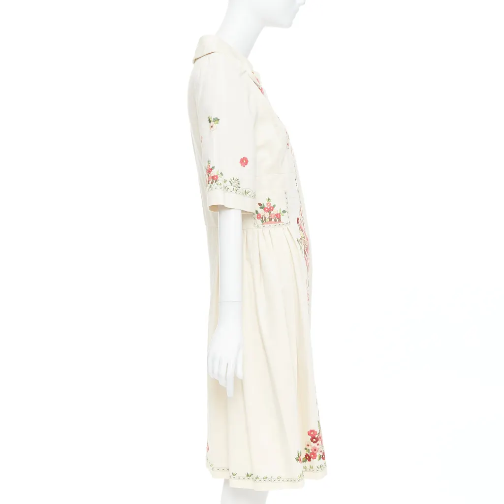 Kenzo Floral Coat Dress Beige Cotton Good - Box View
