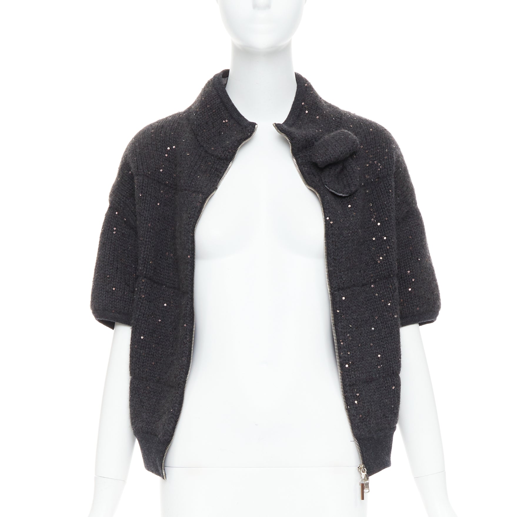 Brunello Cucinelli Sequin Padded Cardigan - Image 6