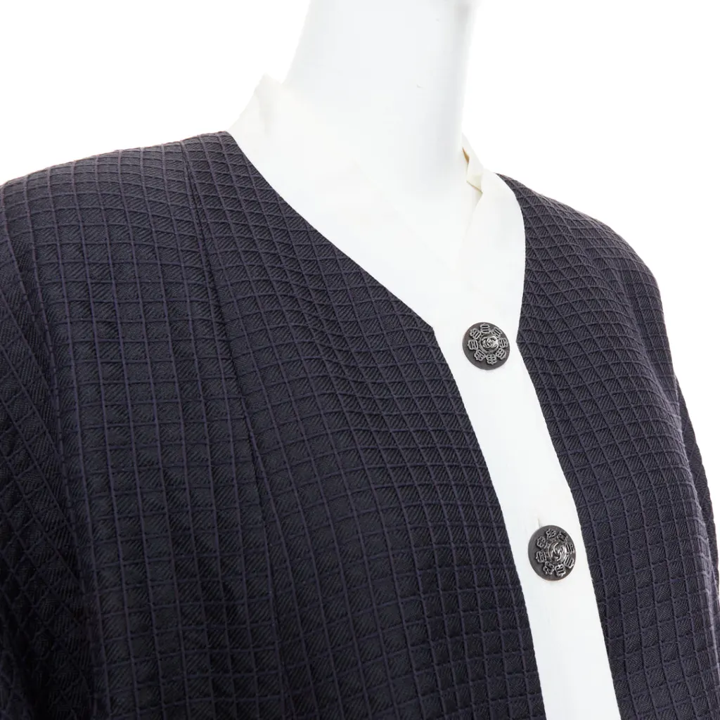 Chanel Silk Cotton Jacket Navy Silk Fair - Back View
