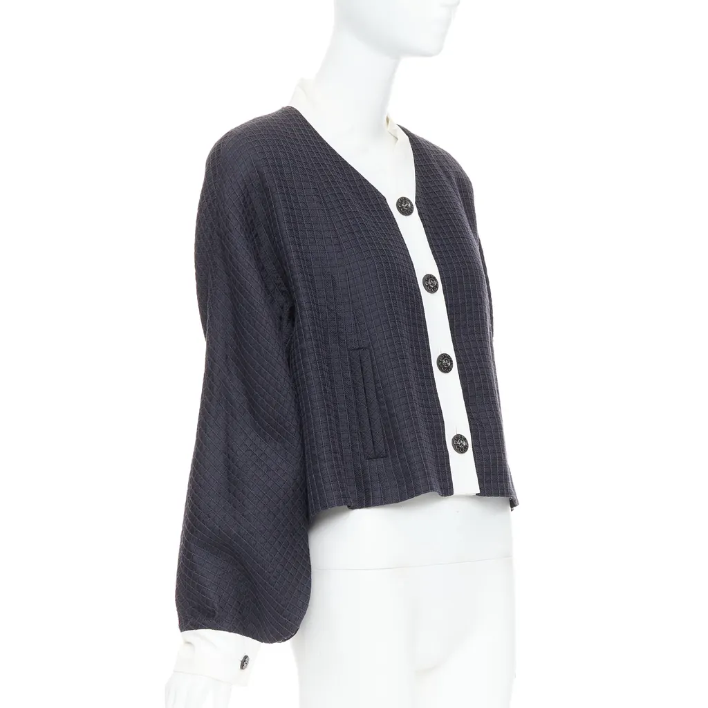 Chanel Silk Cotton Jacket Navy Silk Fair - Inside View